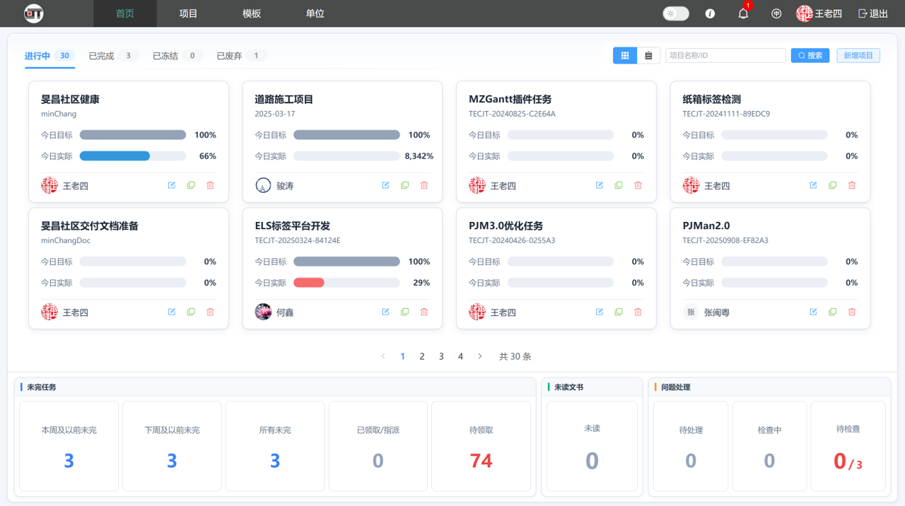 PJMan 项目 / 填报界面截图